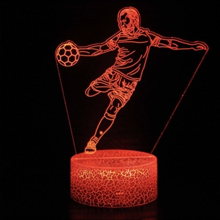 Fodbold tema 3D lampe med 16 lysfarver og fjernbetjening – Dæmpbar